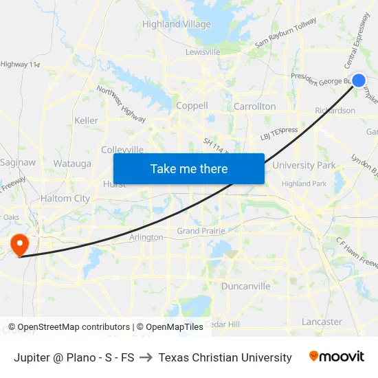 Jupiter @ Plano - S - FS to Texas Christian University map