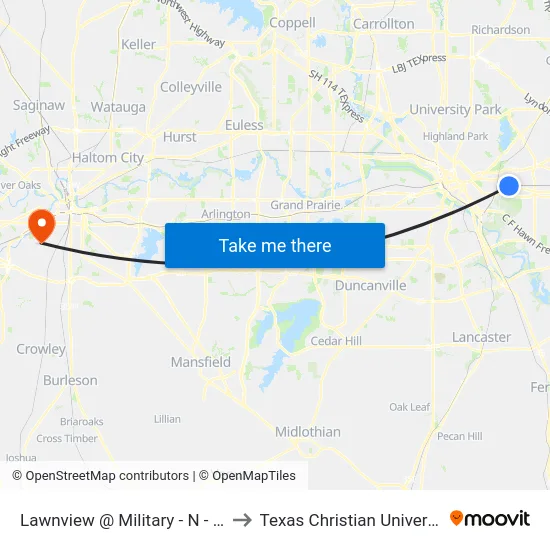 Lawnview @ Military - N - MB to Texas Christian University map