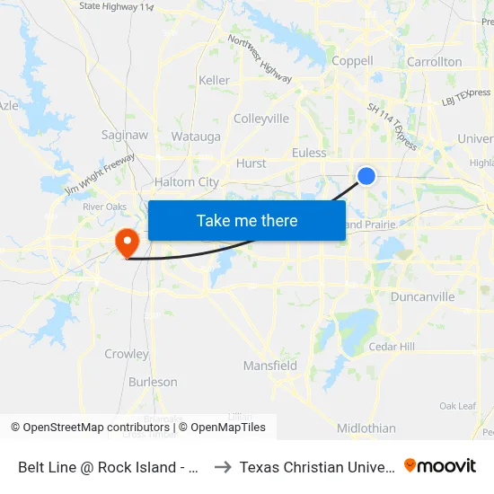 Belt Line @ Rock Island - N - FS to Texas Christian University map