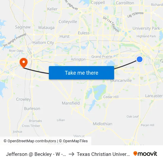 Jefferson @ Beckley - W - Ns to Texas Christian University map
