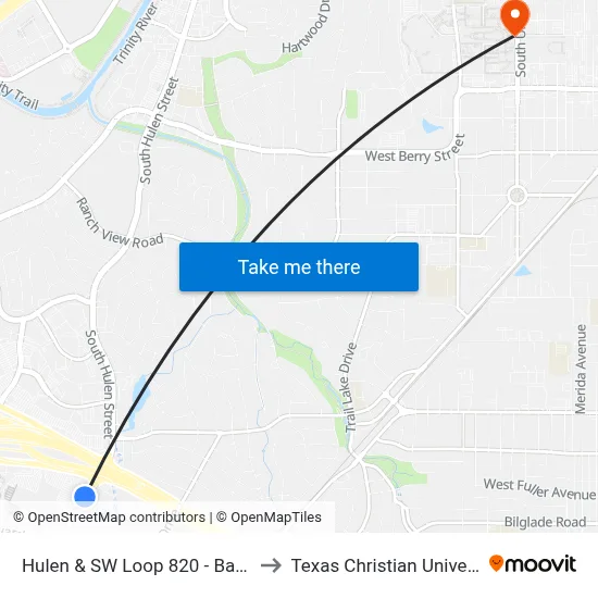 Hulen & SW Loop 820 - Barwick to Texas Christian University map