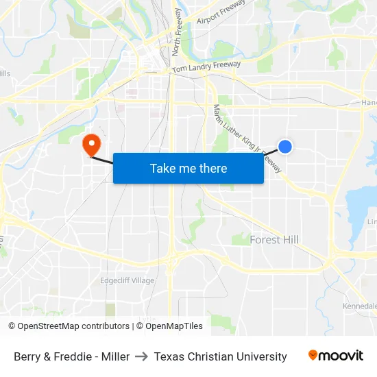 Berry & Freddie - Miller to Texas Christian University map