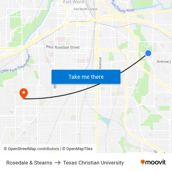 Rosedale & Stearns to Texas Christian University map