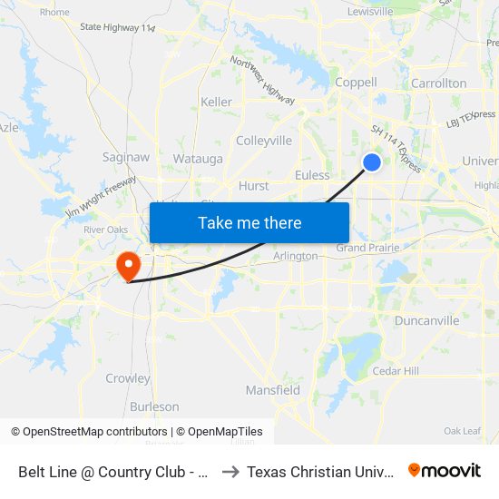 Belt Line @ Country Club - S - MB to Texas Christian University map