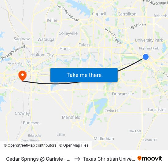 Cedar Springs @ Carlisle - S - Ns to Texas Christian University map