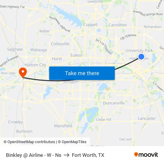 Binkley @ Airline - W - Ns to Fort Worth, TX map