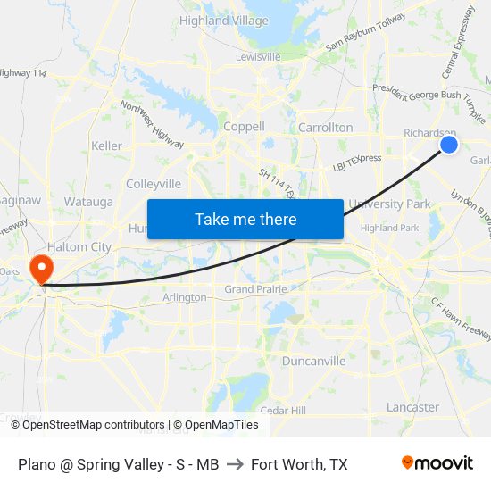 Plano @ Spring Valley - S - MB to Fort Worth, TX map