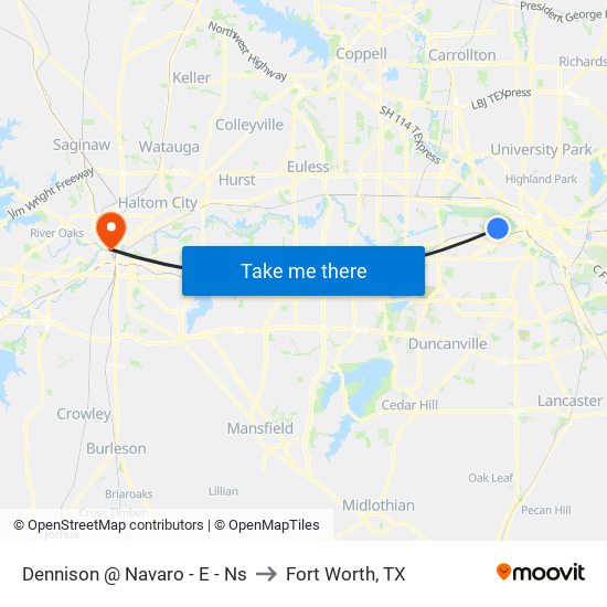 Dennison @ Navaro - E - Ns to Fort Worth, TX map