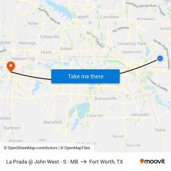 La Prada @ John West - S - MB to Fort Worth, TX map