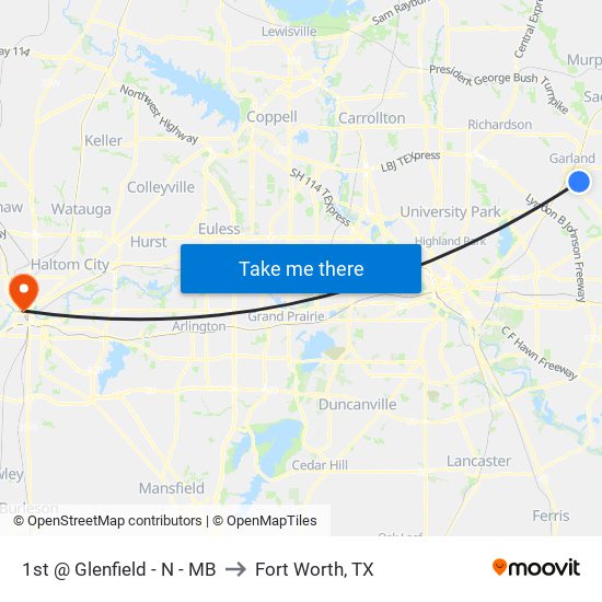 1st @ Glenfield - N - MB to Fort Worth, TX map