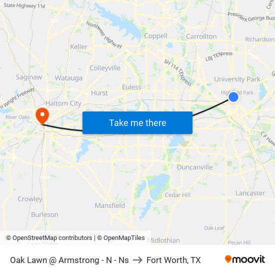 Oak Lawn @ Armstrong - N - Ns to Fort Worth, TX map