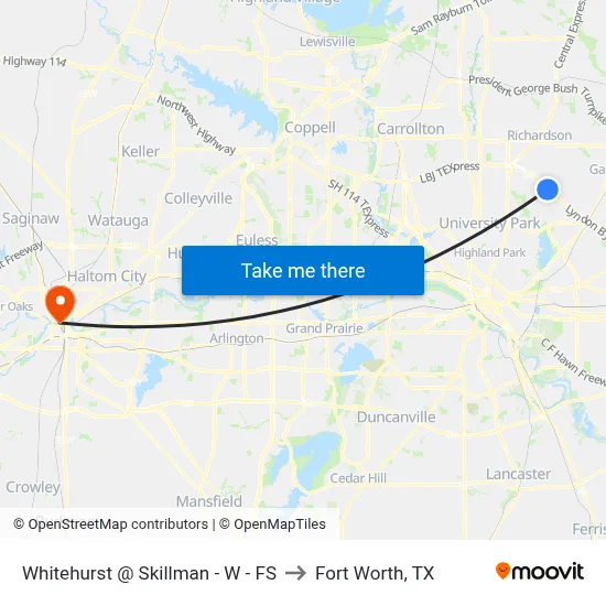Whitehurst @ Skillman - W - FS to Fort Worth, TX map