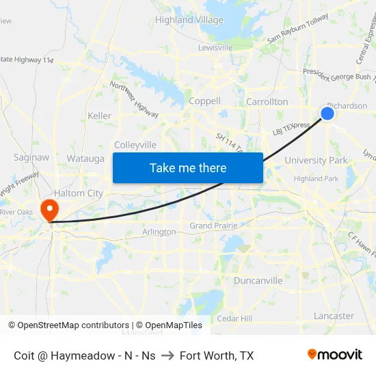 Coit @ Haymeadow - N - Ns to Fort Worth, TX map