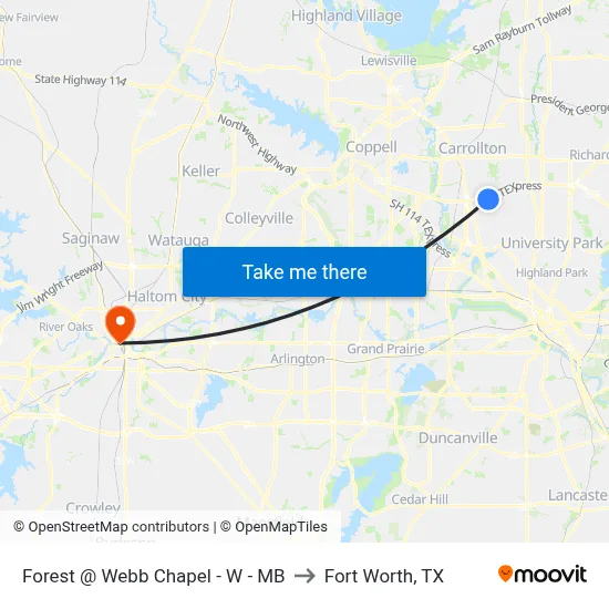 Forest @ Webb Chapel - W - MB to Fort Worth, TX map