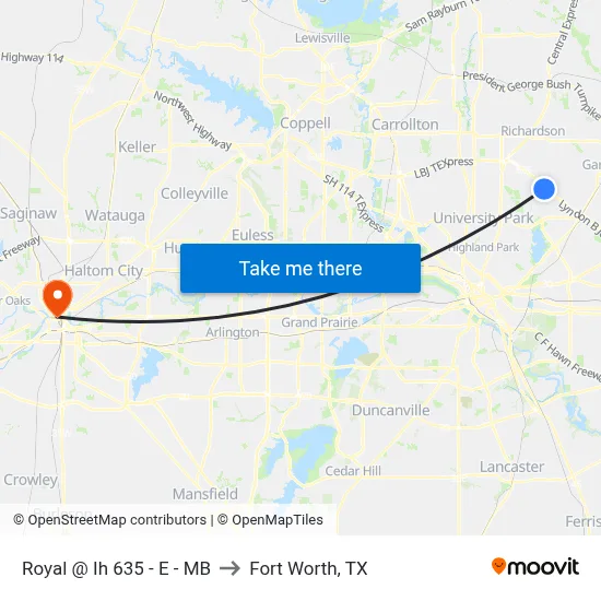 Royal @ Ih 635 - E - MB to Fort Worth, TX map