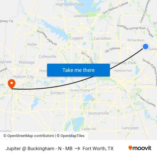 Jupiter @ Buckingham - N - MB to Fort Worth, TX map