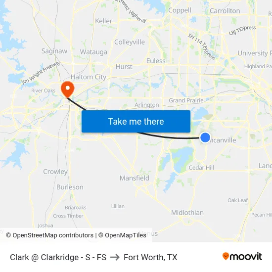 Clark @ Clarkridge - S - FS to Fort Worth, TX map