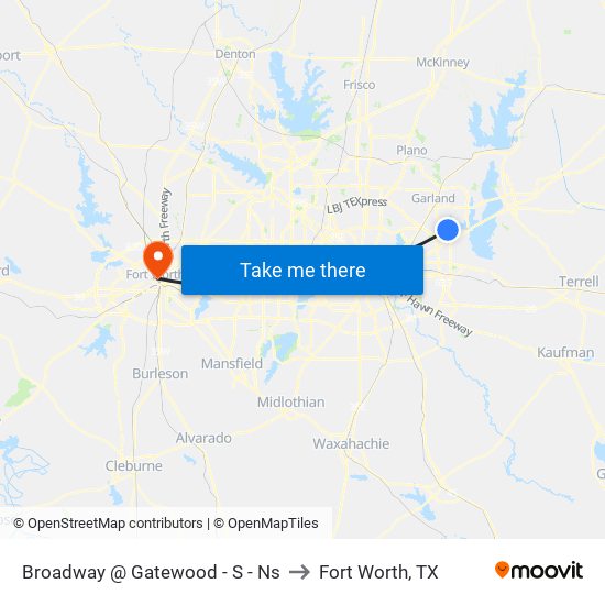 Broadway @ Gatewood - S - Ns to Fort Worth, TX map