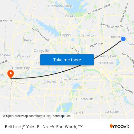 Belt Line @ Yale - E - Ns to Fort Worth, TX map