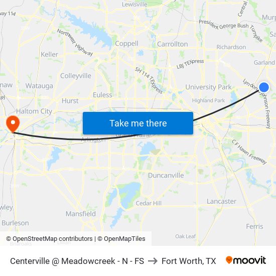 Centerville @ Meadowcreek - N - FS to Fort Worth, TX map
