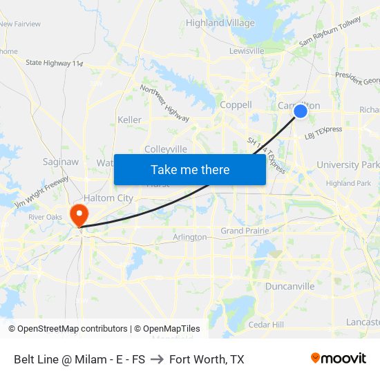 Belt Line @ Milam - E - FS to Fort Worth, TX map