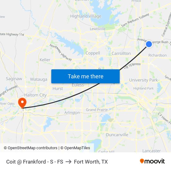 Coit @ Frankford - S - FS to Fort Worth, TX map