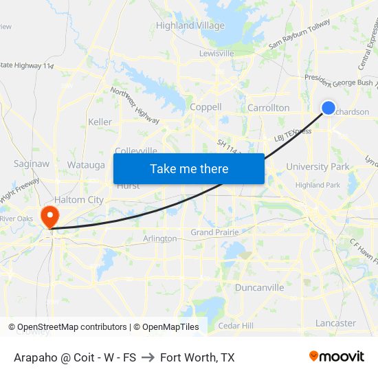 Arapaho @ Coit - W - FS to Fort Worth, TX map