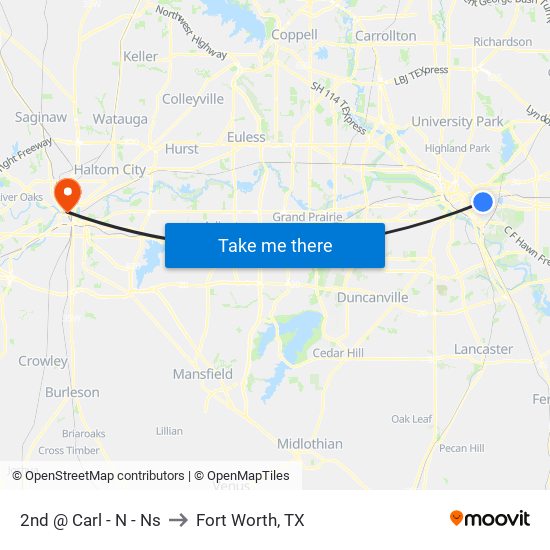 2nd @ Carl - N - Ns to Fort Worth, TX map