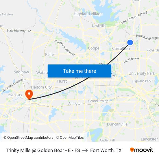 Trinity Mills @ Golden Bear - E - FS to Fort Worth, TX map