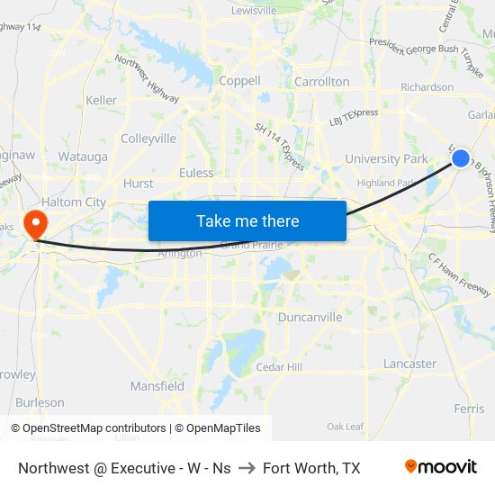 Northwest @ Executive - W - Ns to Fort Worth, TX map