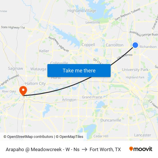 Arapaho @ Meadowcreek - W - Ns to Fort Worth, TX map