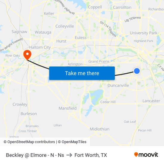 Beckley @ Elmore - N - Ns to Fort Worth, TX map