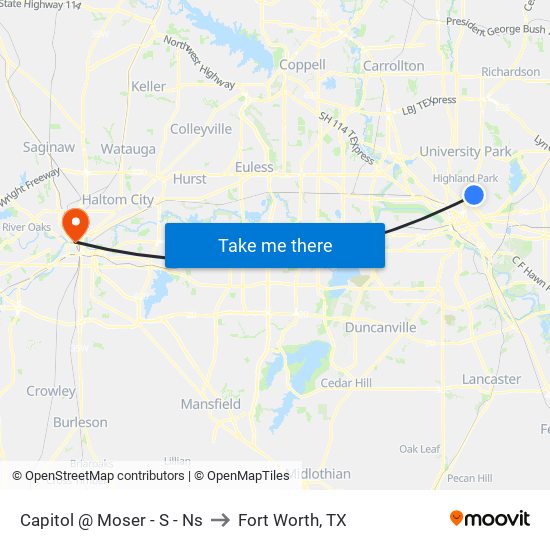 Capitol @ Moser - S - Ns to Fort Worth, TX map