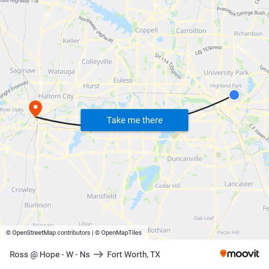 Ross @ Hope - W - Ns to Fort Worth, TX map