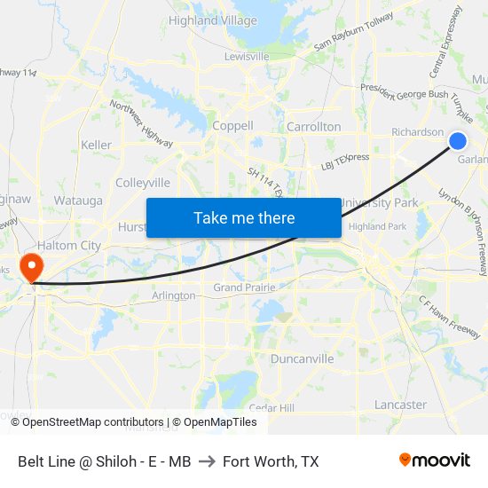 Belt Line @ Shiloh - E - MB to Fort Worth, TX map