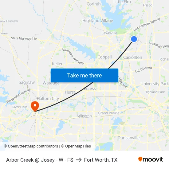 Arbor Creek @ Josey - W - FS to Fort Worth, TX map