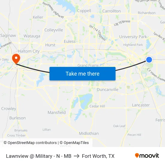 Lawnview @ Military - N - MB to Fort Worth, TX map