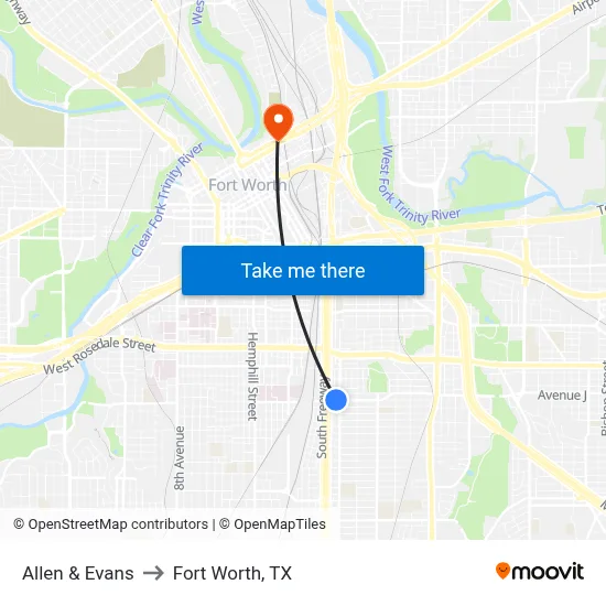 Allen & Evans to Fort Worth, TX map