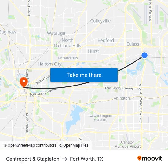 Centreport & Stapleton to Fort Worth, TX map