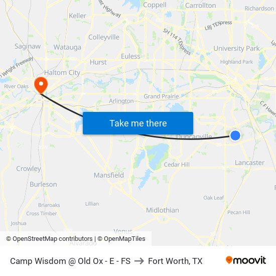 Camp Wisdom @ Old Ox - E - FS to Fort Worth, TX map