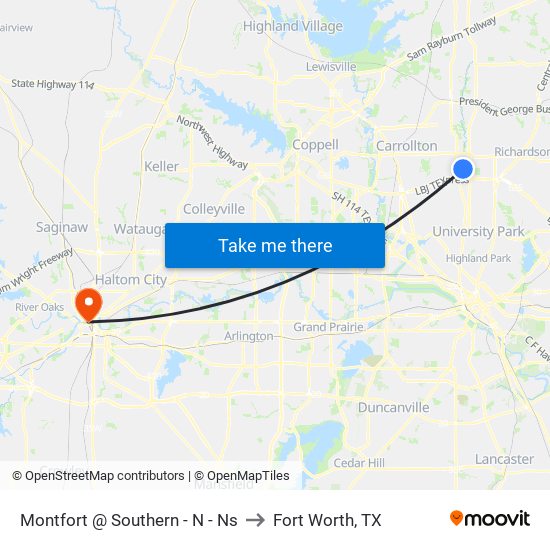 Montfort @ Southern - N - Ns to Fort Worth, TX map