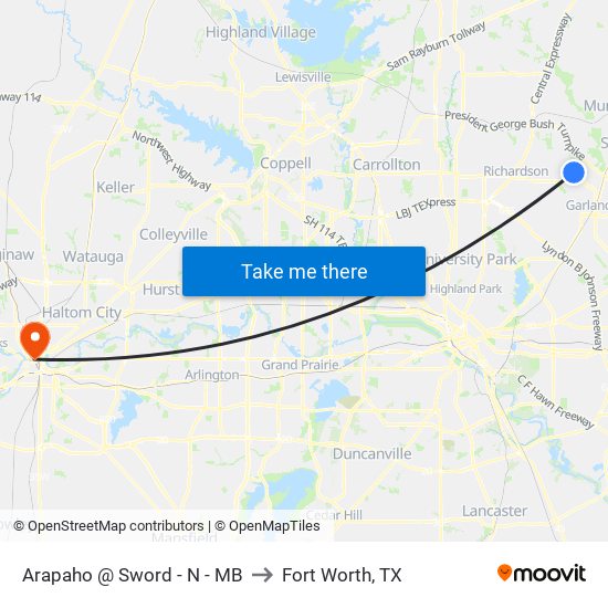 Arapaho @ Sword - N - MB to Fort Worth, TX map