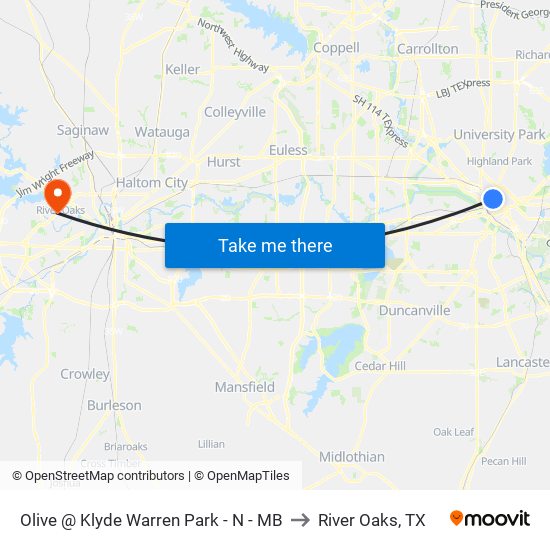 Olive @ Klyde Warren Park - N - MB to River Oaks, TX map