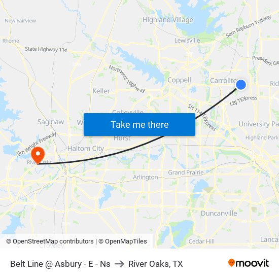 Belt Line @ Asbury - E - Ns to River Oaks, TX map