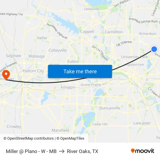Miller @ Plano - W - MB to River Oaks, TX map