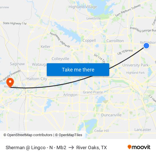 Sherman @ Lingco - N - Mb2 to River Oaks, TX map