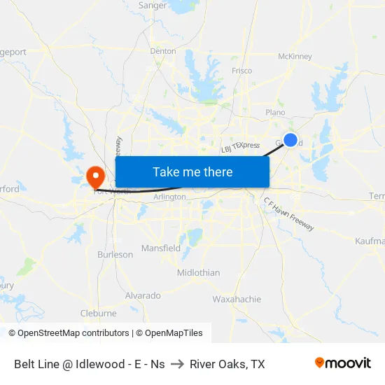 Belt Line @ Idlewood - E - Ns to River Oaks, TX map