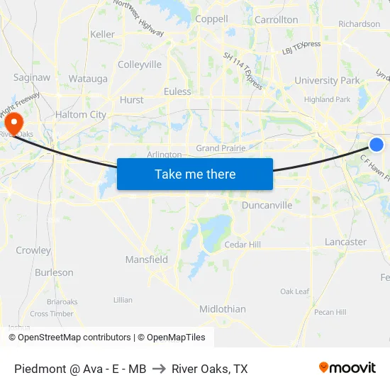 Piedmont @ Ava - E - MB to River Oaks, TX map