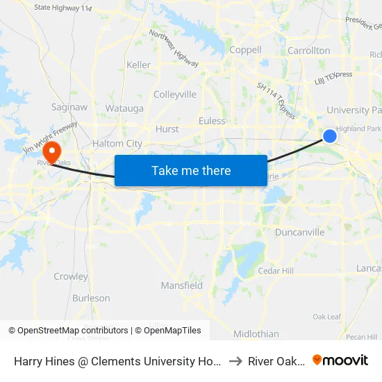 Harry Hines @ Clements University Hospital - N - FS to River Oaks, TX map