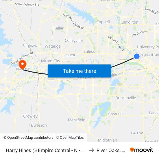 Harry Hines @ Empire Central - N - FS to River Oaks, TX map
